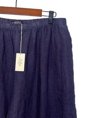 Cut Loose 100% Linen Dark Blue Barrel Leg Pants - Size L - NWT